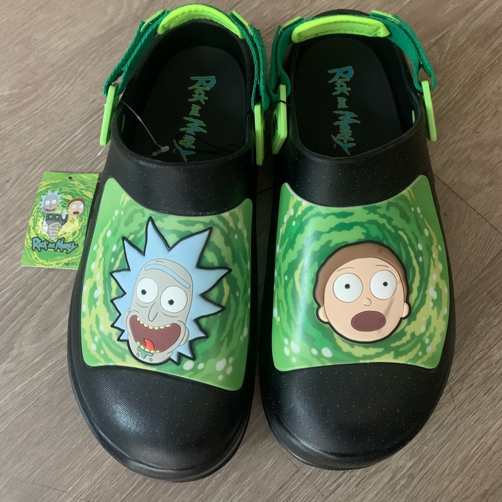 Adult Swim Rick and Morty crocs Style Slip On Clogs Size 12 Ground Up New